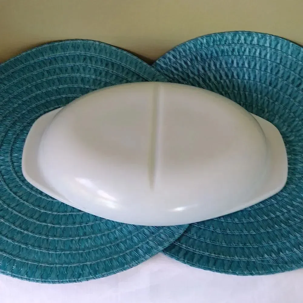 Pyrex‎ VTG White Milk Glass 1.5 Qrt Divided Oval Serving Dish Bowl